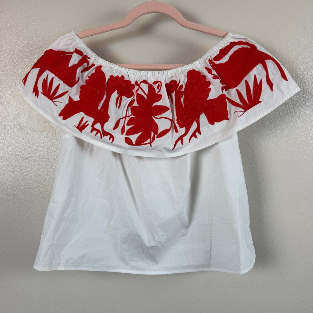 Buddy Love NWT Embroidered Off Shoulder Top Womens Small White Red Boho